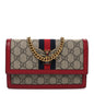 GG Supreme Monogram Web Queen Margaret Chain Wallet Red