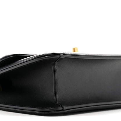 Lambskin Calfskin Mini Chocolate Bar Flap Bag Black