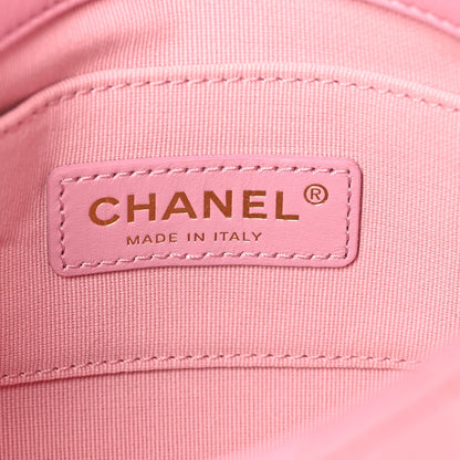 Lambskin Quilted Mini Lacquered Chain Flap Pink