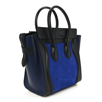 Nubuck Smooth Calfskin Micro Tri-Color Luggage Bright Blue