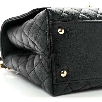 Caviar Quilted Small Coco Handle Flap Black
