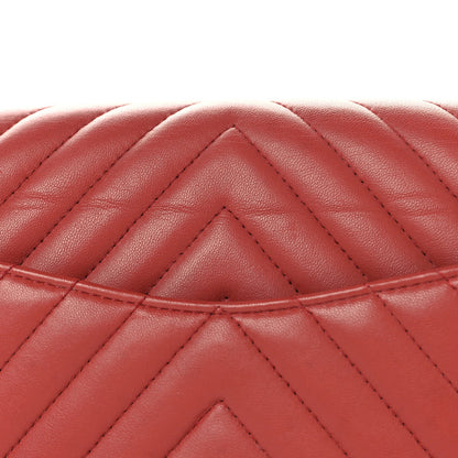 Lambskin Chevron Quilted Medium Double Flap Rosewood