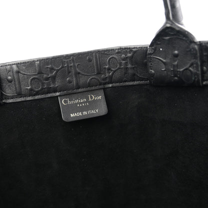 Oblique Calfskin Embossed Large Book Tote TBlack