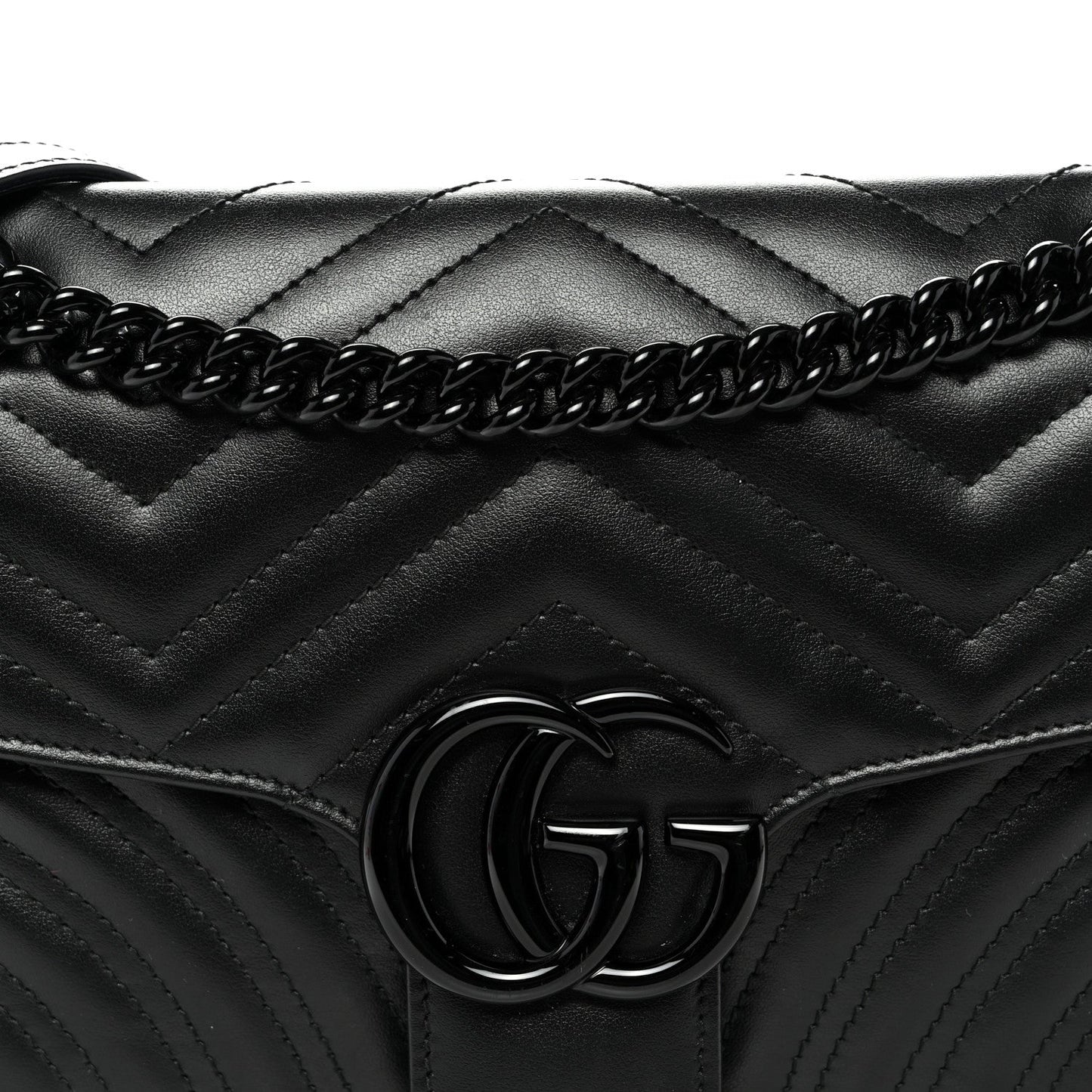 Calfskin Matelasse Monochrome Small GG Marmont Shoulder Bag Black