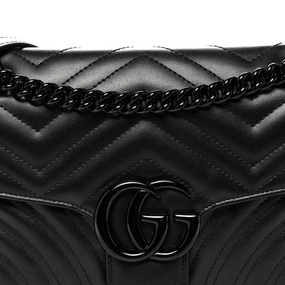 Calfskin Matelasse Monochrome Small GG Marmont Shoulder Bag Black