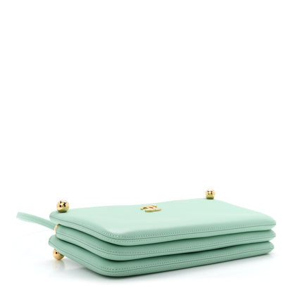 Calfskin Chick Studs Clutch Green