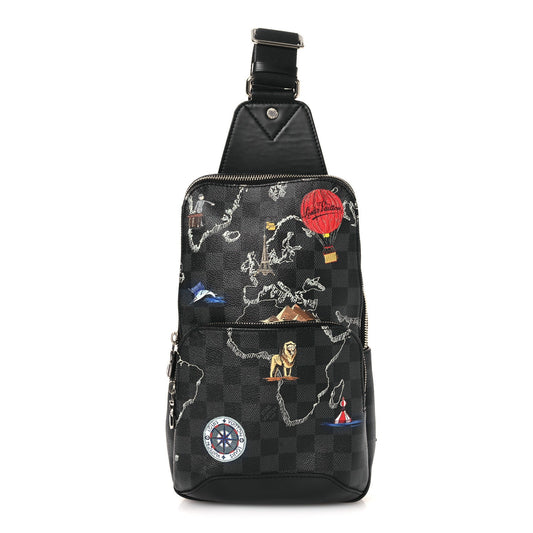 Damier Graphite World Map Avenue Sling Backpack