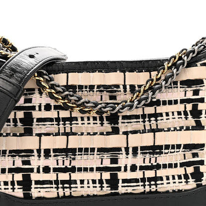 Tweed Calfskin Calfskin Small Gabrielle Hobo Black Light Beige