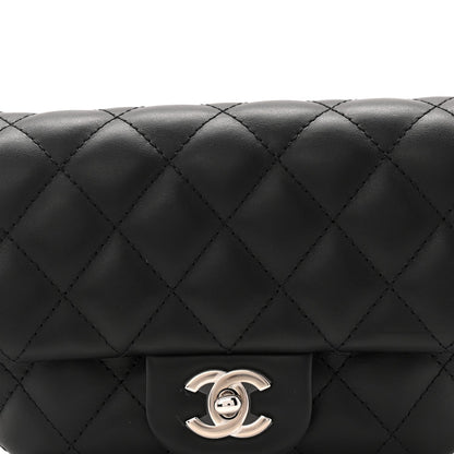 Calfskin Quilted CC Uniform Flap Belt Bag Black