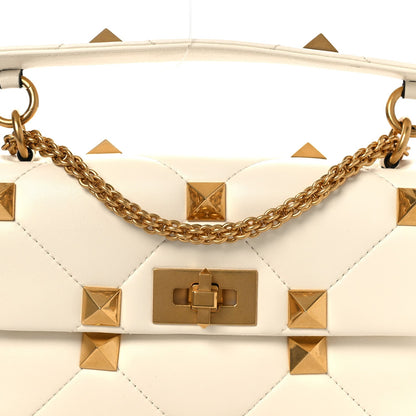 Nappa Medium Roman Stud Shoulder Bag Ivory