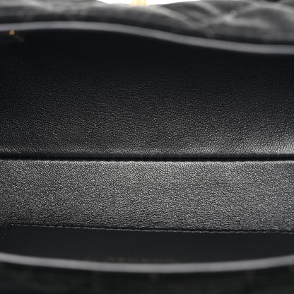 Velvet Quilted Mini Top Handle Flap Black