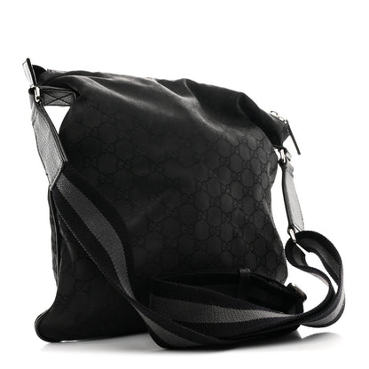 Nylon Monogram Medium Flat Messenger Bag Black