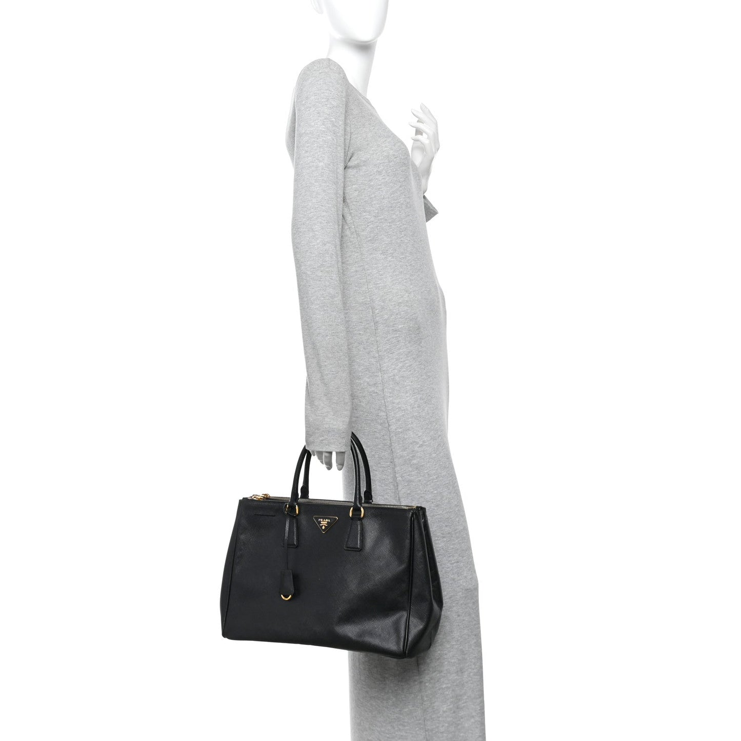 Saffiano Large Galleria Double Zip Tote Black