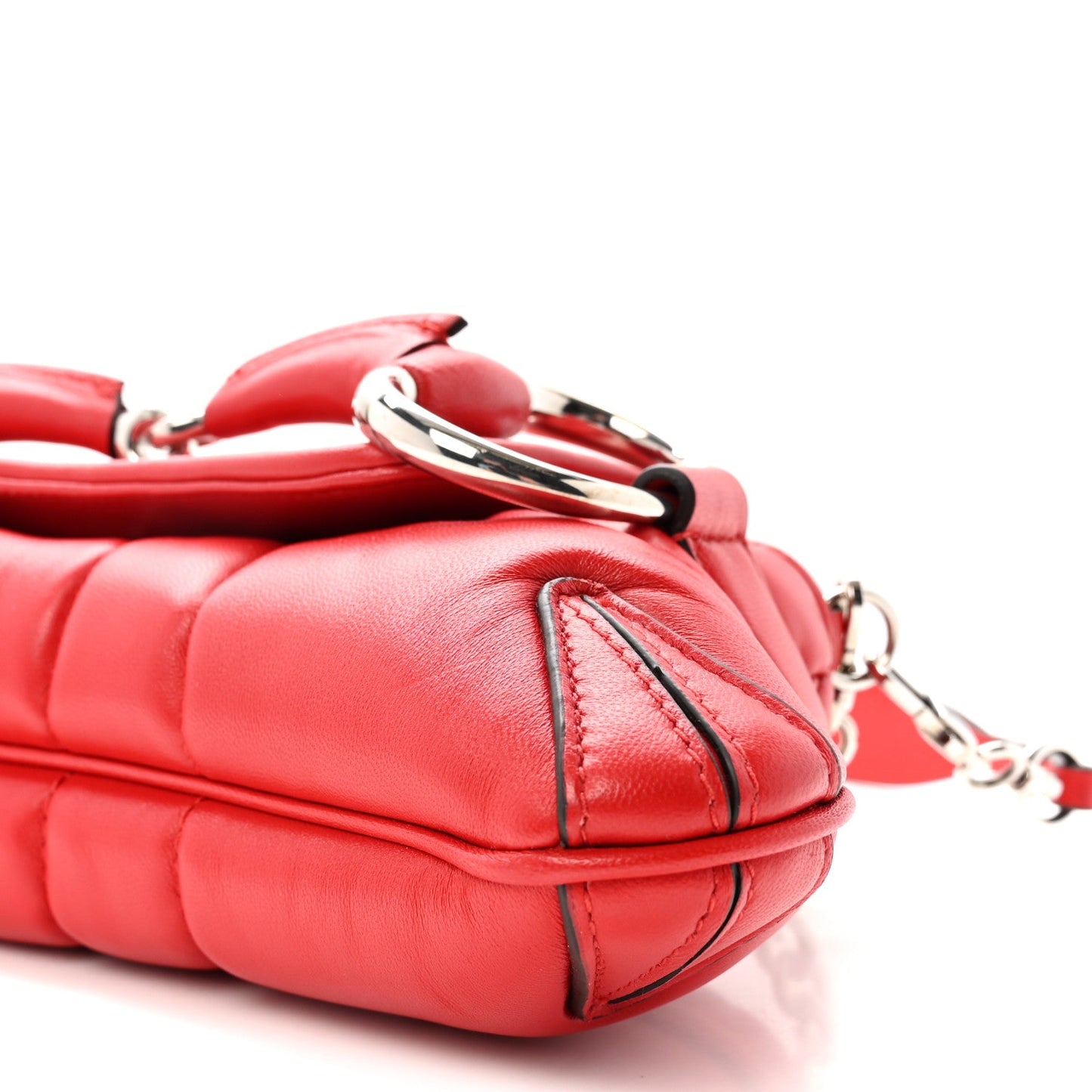 Nappa Vertical Matelasse Small Maxi Horsebit Chain Shoulder Bag Beret Red