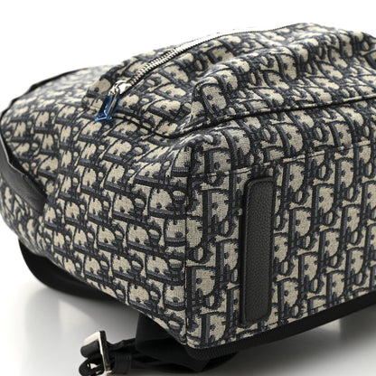 Oblique Calfskin Rider Backpack Beige Black