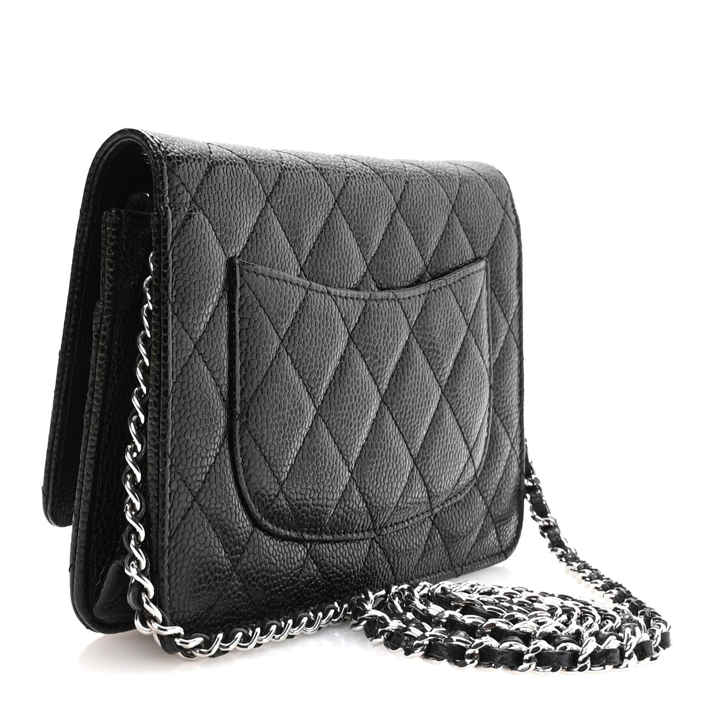 Caviar Quilted Wallet on Chain WOC Black
