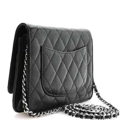 Caviar Quilted Wallet on Chain WOC Black