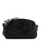Calfskin Matelasse Monochrome Small GG Marmont Chain Shoulder Bag Black