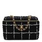 Tweed Pearl Crush Small Vanity Case With Chain  Black White