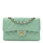 Caviar Quilted Small Double Flap Light Green