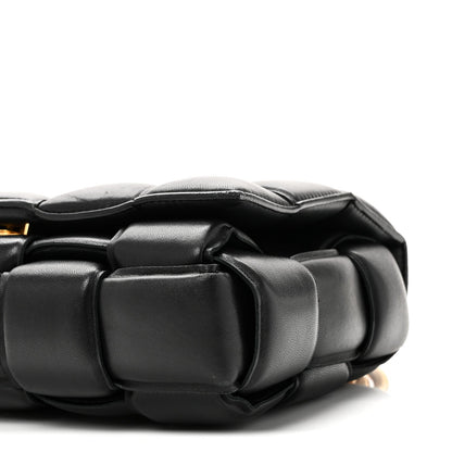 Lambskin Maxi Intreccio Padded Chain Cassette Crossbody Bag Black