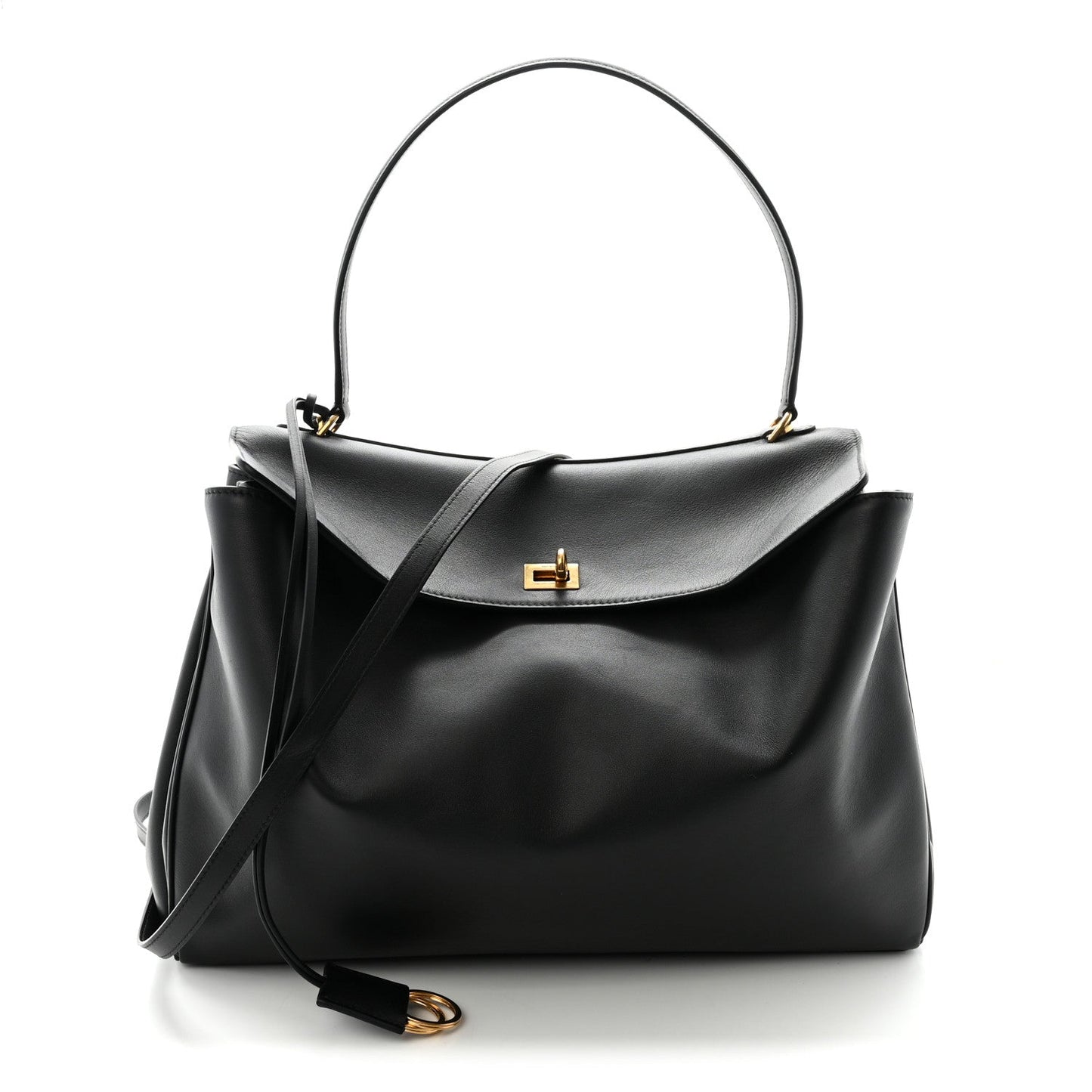 Smooth Calfskin Large Rodeo Top Handle Handbag Black