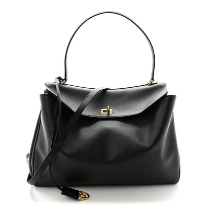 Smooth Calfskin Large Rodeo Top Handle Handbag Black