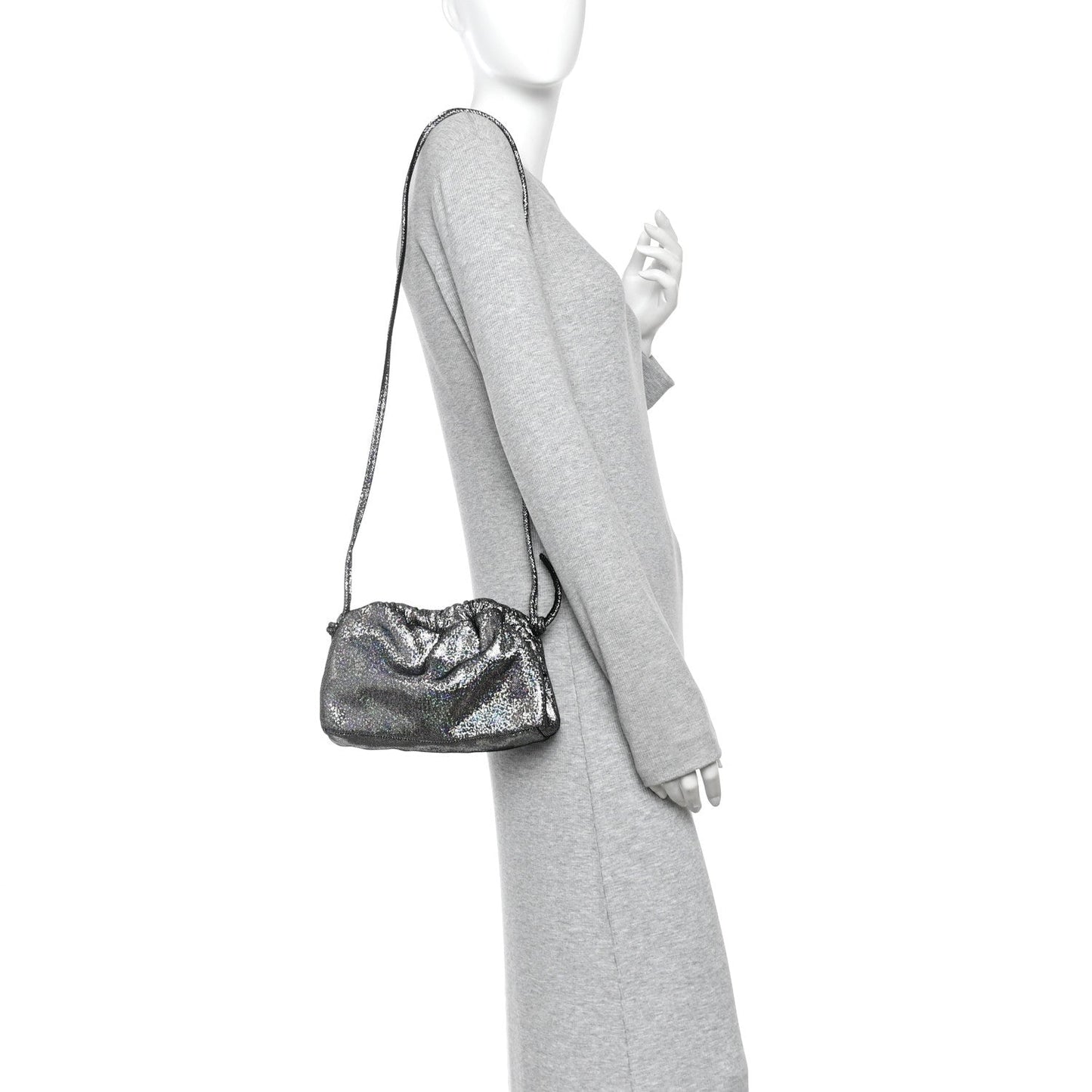 Glitter Calfskin Mini Cloud Clutch Multicolor