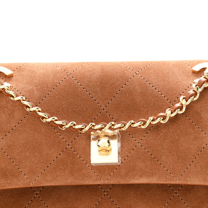 Suede Calfskin Quilted Small Eyes On You Flap Camel