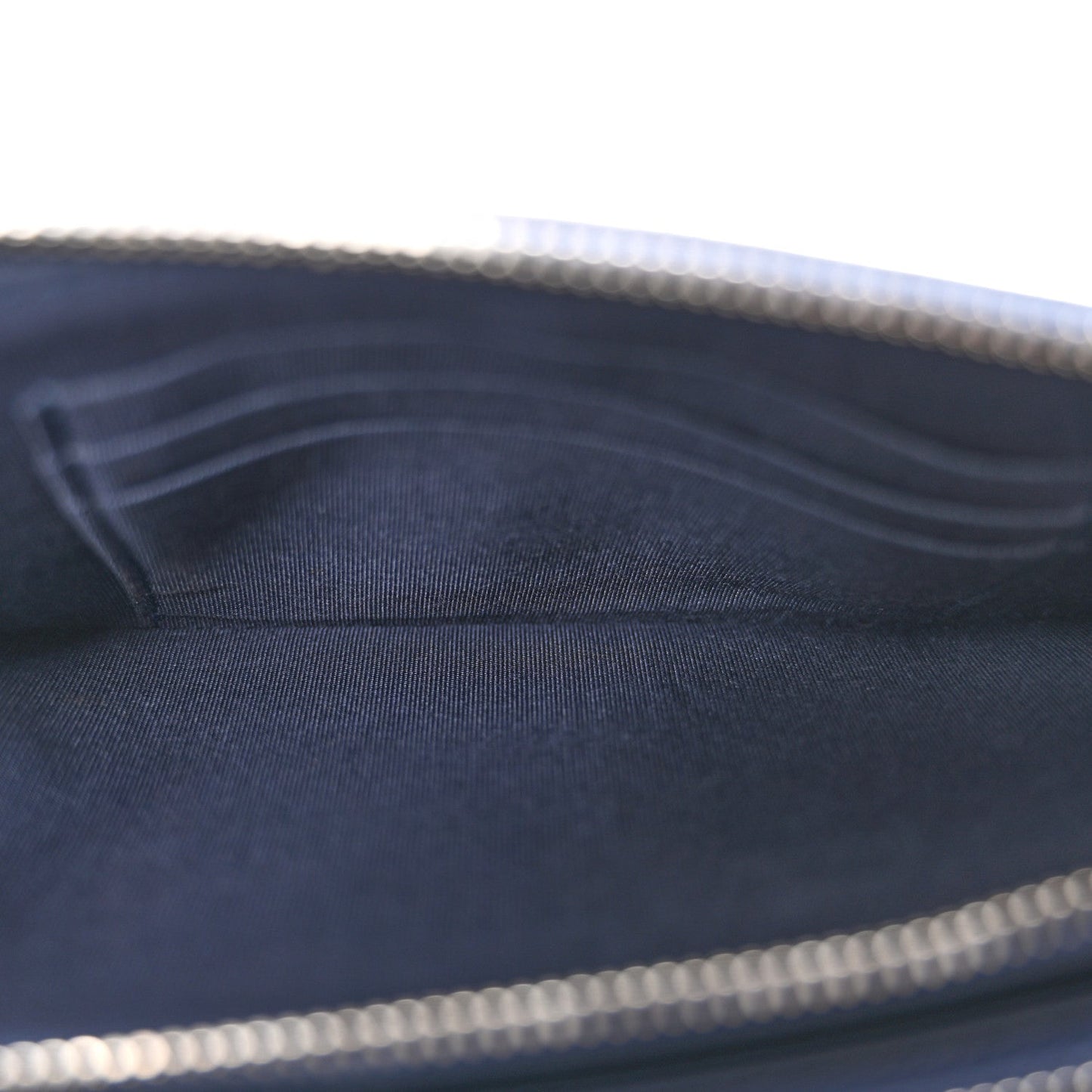 Metallic Caviar Quilted Small Boy Clutch With Chain Navy