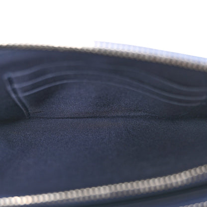 Metallic Caviar Quilted Small Boy Clutch With Chain Navy