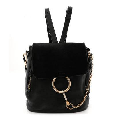 Suede Calfskin Medium Faye Backpack Black