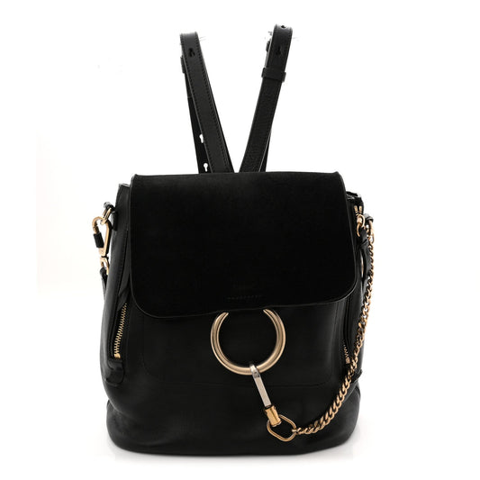 Suede Calfskin Medium Faye Backpack Black