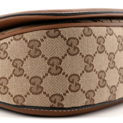 GG Monogram Calfskin Medium Blondie Top Handle Bag Beige Dark Brown