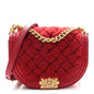 Calfskin Shearling Quilted Small Boy Messenger Bag Red