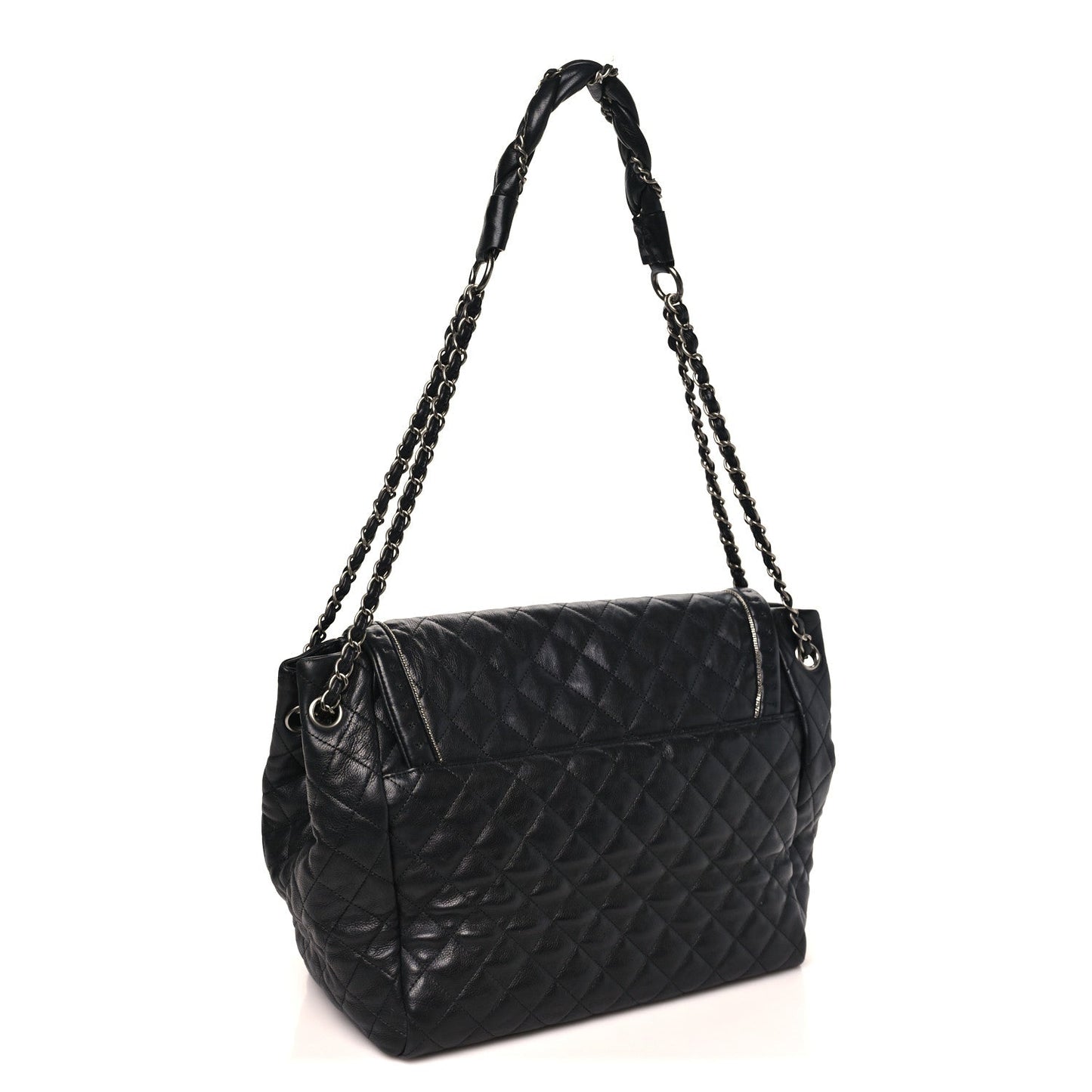 Calfskin Quilted Istanbul Accordion Large Flap Black