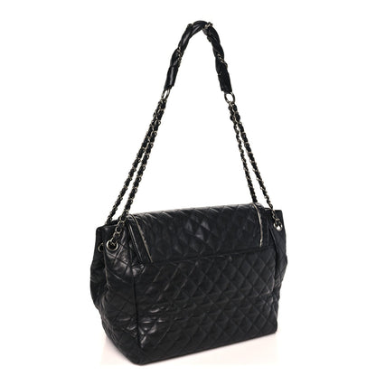 Calfskin Quilted Istanbul Accordion Large Flap Black