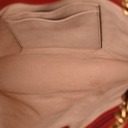Calfskin Matelasse Medium GG Marmont Open Top Shoulder Bag Hibiscus Red