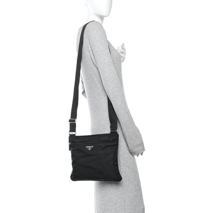 Nylon Vela Flat Messenger Bag Black