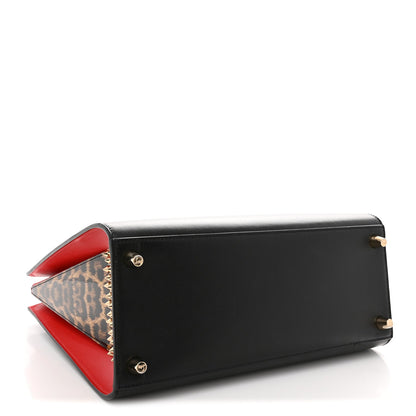 Calfskin Patent Leopard Spiked Medium Paloma Black