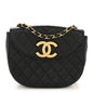Lambskin Quilted Half Moon Flap Black