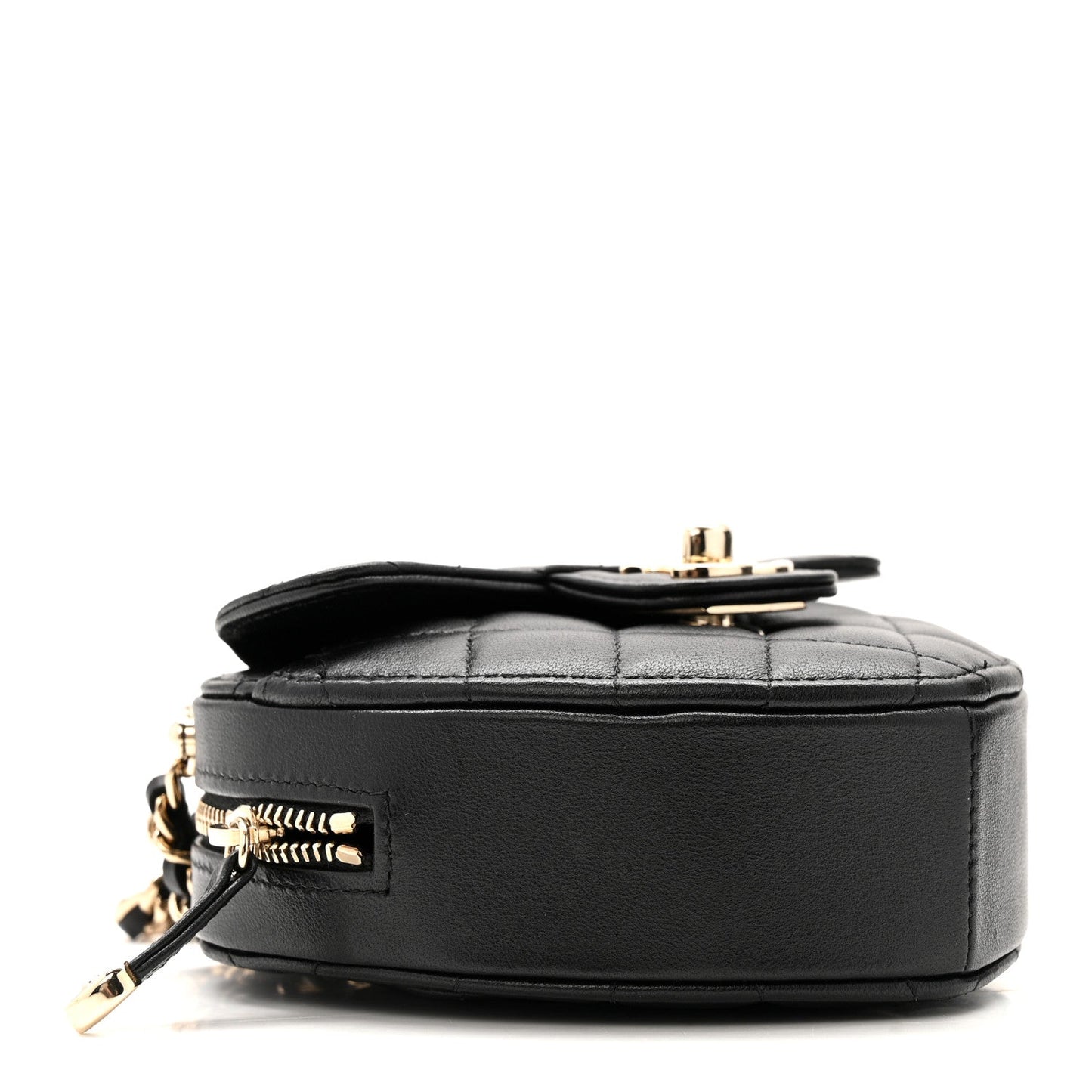 Lambskin Quilted CC In Love Heart Clutch With Chain Black