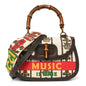 Canvas Calfskin 100 Centennial Music Medium Bamboo 1947 Top Handle Bag Multicolor