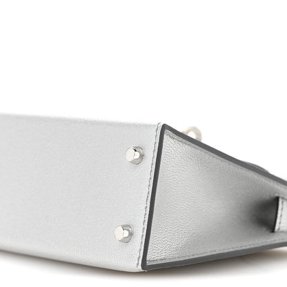 Metallic Chevre Chamkilight Mini Kelly Sellier 20 Argent