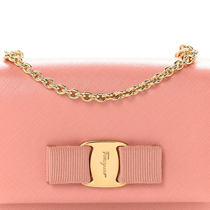 Hammered Calfskin Mini Vara Bow Crossbody Bag Pink