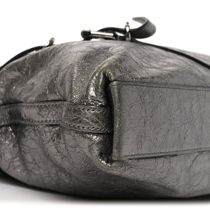 Metallic Calfskin Medium Voyou Bag Silver