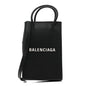 Squared Calfskin Logo Shopping Phone Holder Bag Black