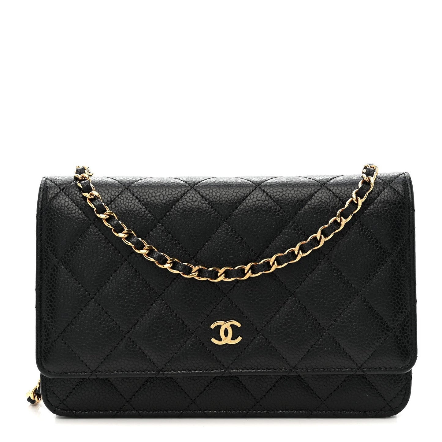 Caviar Quilted Wallet on Chain WOC Black