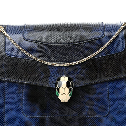 Shiny Karung Medium Serpenti Forever Crossbody Bag Dark Blue