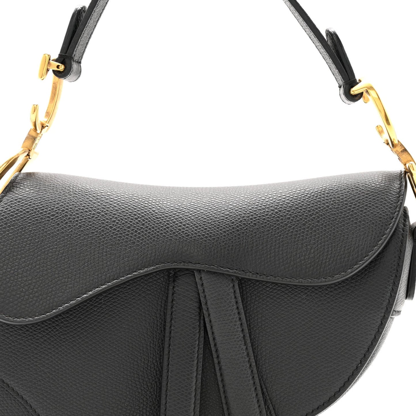 Grained Calfskin Mini Saddle Bag Black